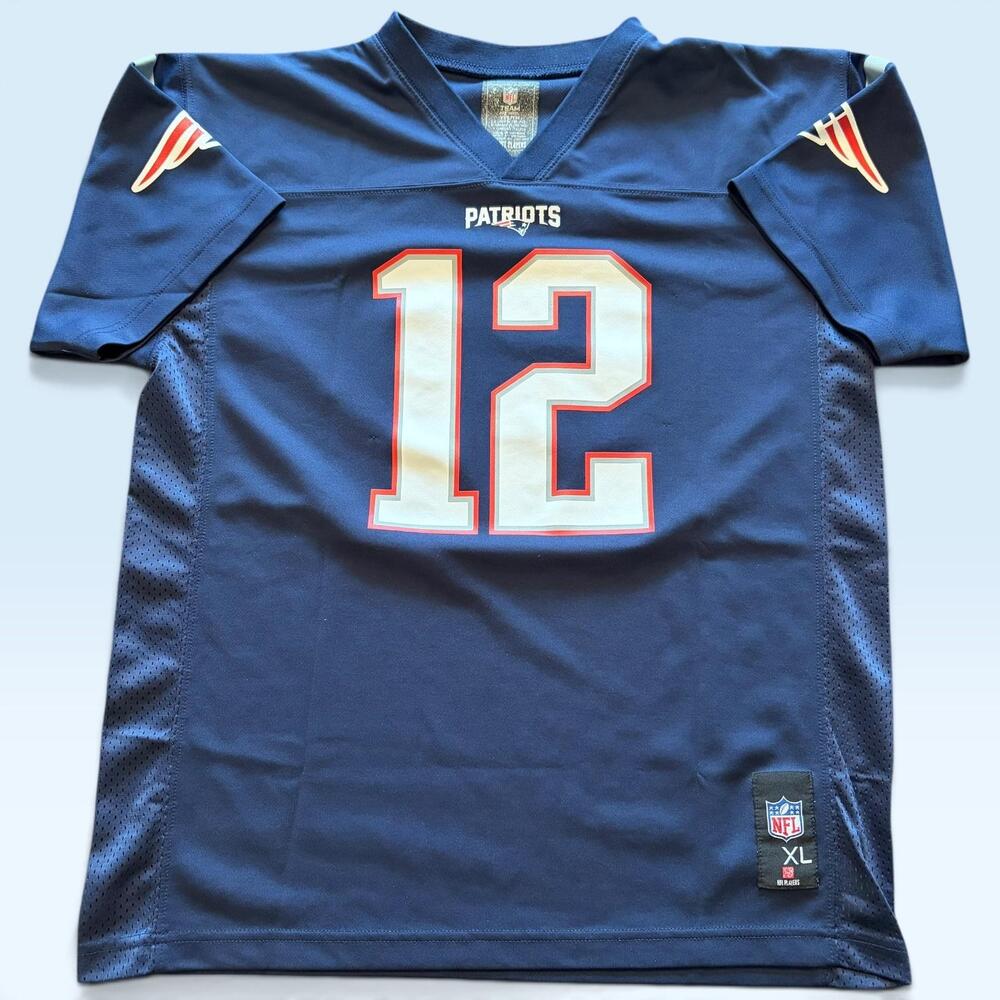New England Patriots Jersey Youth XL Navy NFL Tom Brady 12 NFL Team Apparel